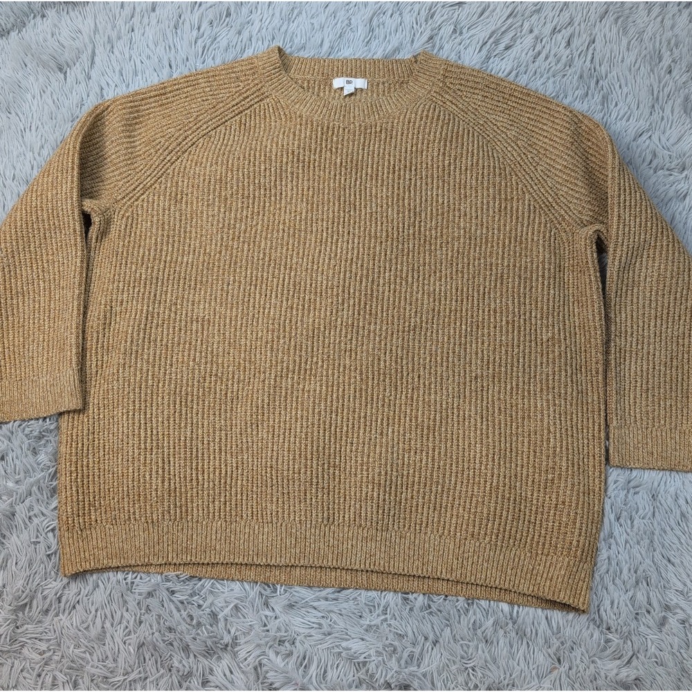 BP Sweater Womens 3X Biege Casual Comfort Preppy Stretch Ribbed Knit